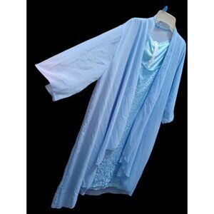 Silky Lace Blue Dress With Shawl Elegant